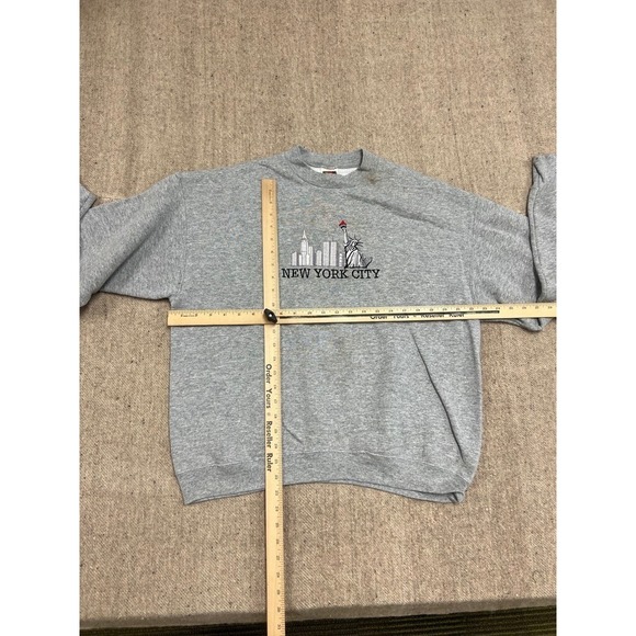 Vintage New York City Sweatshirt Mens Large Gray 1990s Embroidered NYC - Picture 8 of 10